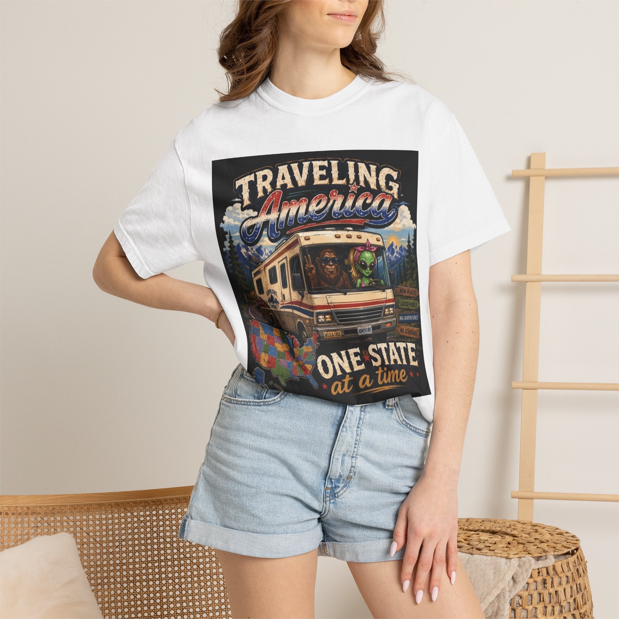 Traveling America RV T-Shirt — "One State at a Time" Graphic Tee