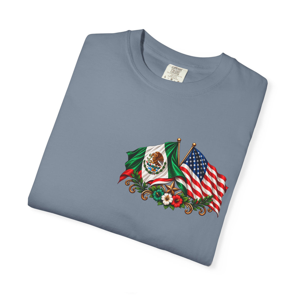 Proud of My Roots T-Shirt — "Orgulloso de mis Raíces / Orgulloso de ser Americano" USA-Mexico Heritage Tee