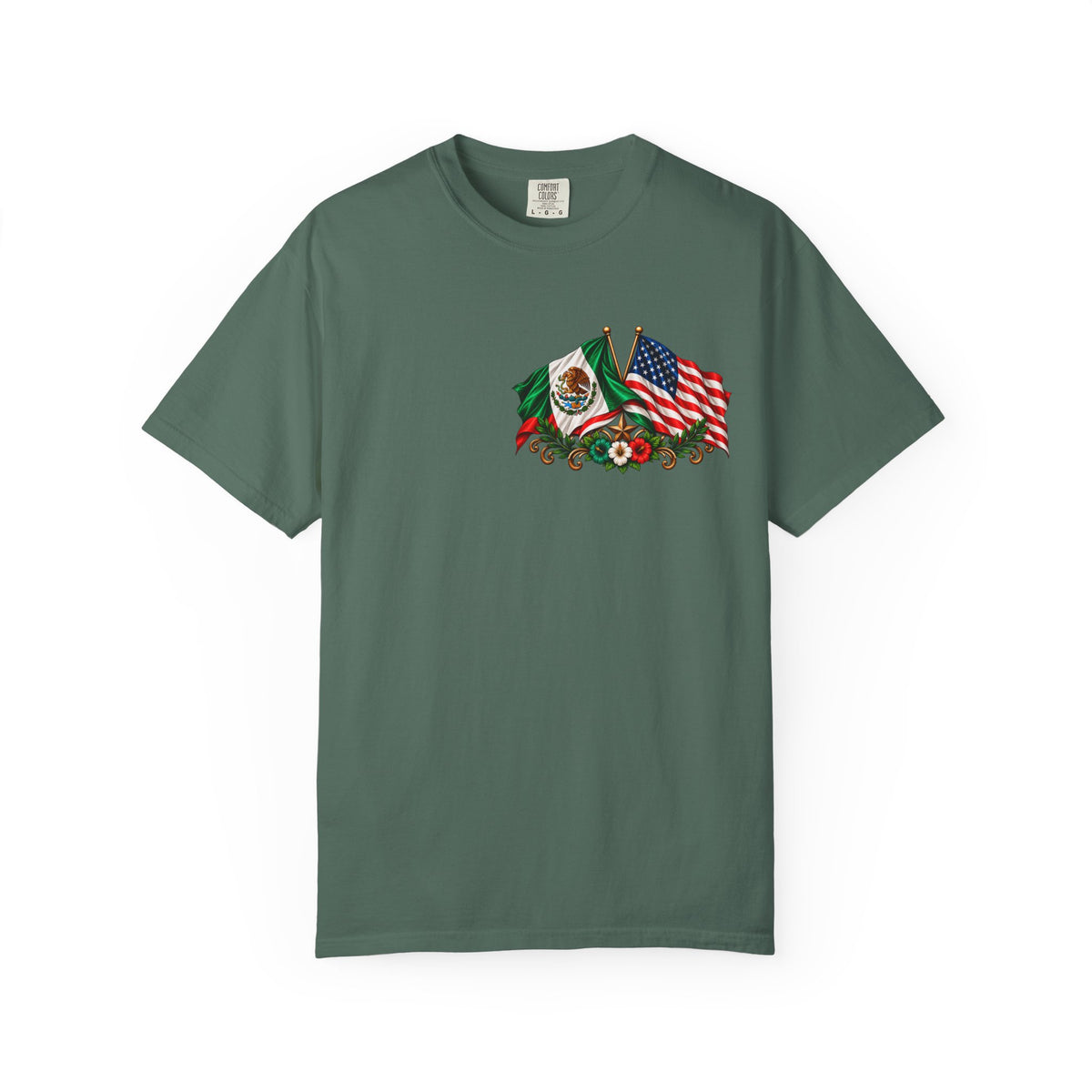 Proud of My Roots T-Shirt — "Orgulloso de mis Raíces / Orgulloso de ser Americano" USA-Mexico Heritage Tee