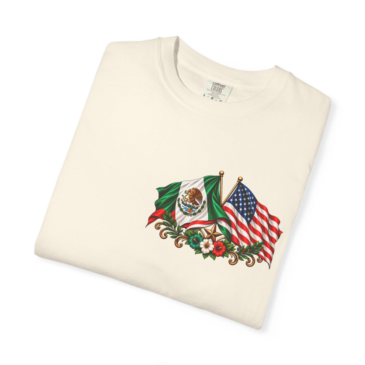 Proud of My Roots T-Shirt — "Orgulloso de mis Raíces / Orgulloso de ser Americano" USA-Mexico Heritage Tee