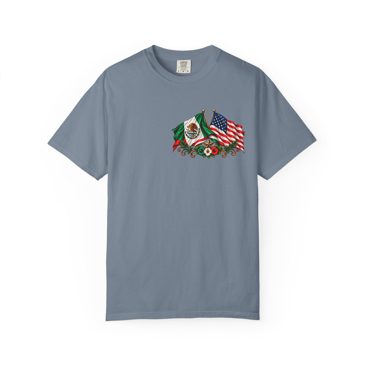 Proud of My Roots T-Shirt — "Orgulloso de mis Raíces / Orgulloso de ser Americano" USA-Mexico Heritage Tee