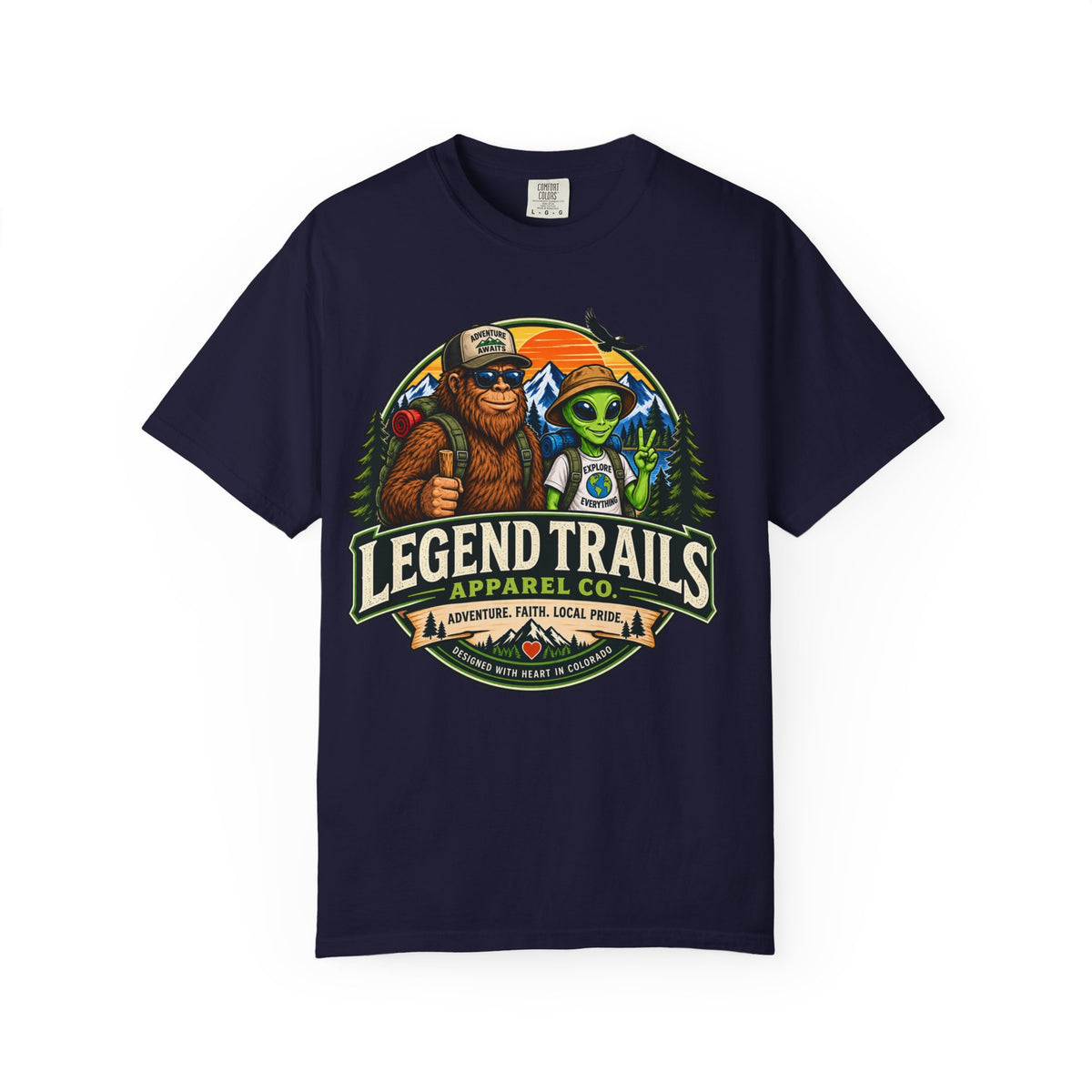 Legend Trails T-Shirt — Bigfoot & Alien Adventure Graphic Tee