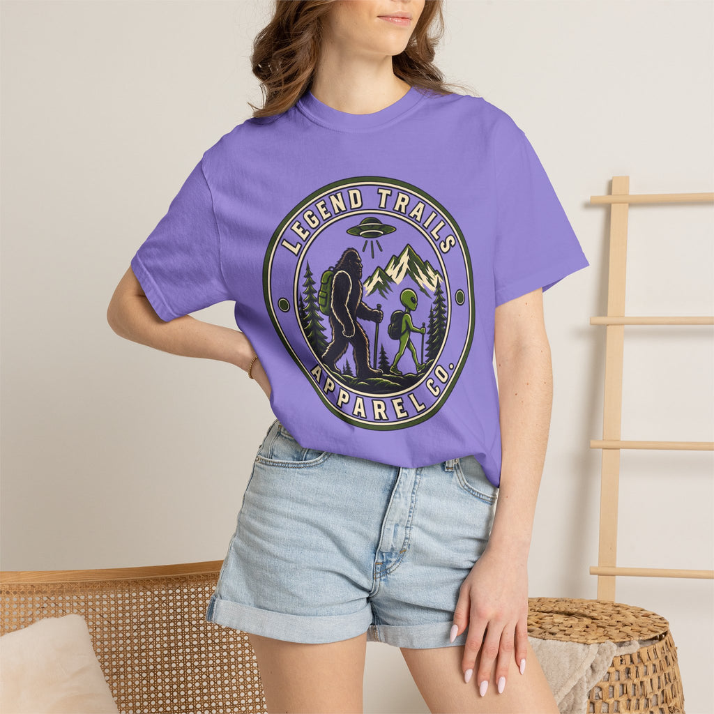 Legend Trails Apparel Co. Hiking T‑Shirt — Bigfoot & Camper Outdoor Graphic Tee