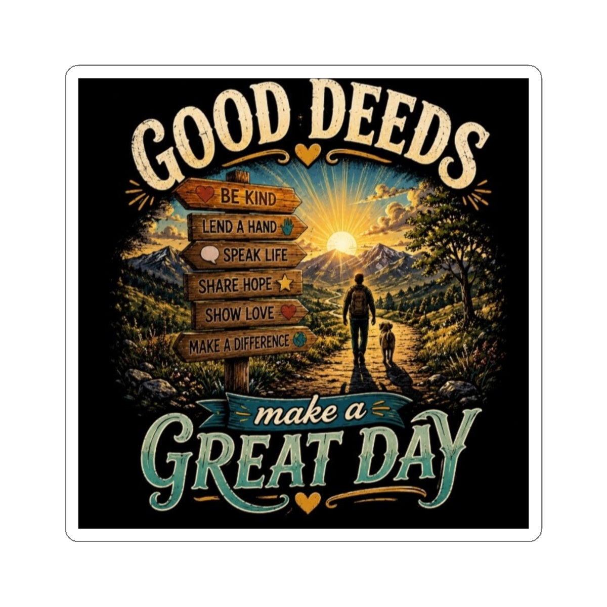 Sticker — "Good Deeds Make a Great Day" Inspirational Kiss-Cut Sticker