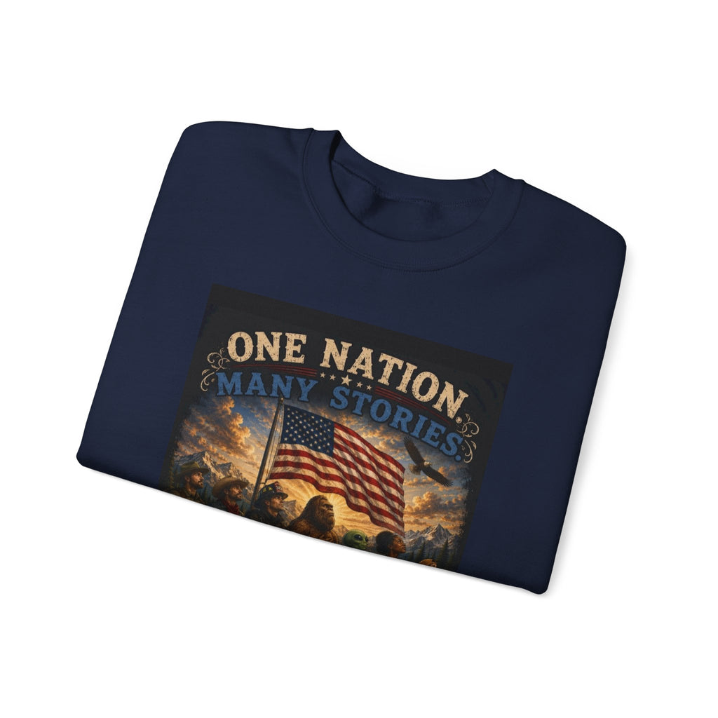 Crewneck Sweatshirt — "One Nation, One Flag" Patriotic American Flag Graphic
