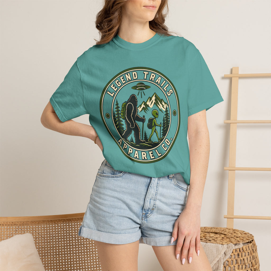 Legend Trails Apparel Co. Hiking T‑Shirt — Bigfoot & Camper Outdoor Graphic Tee