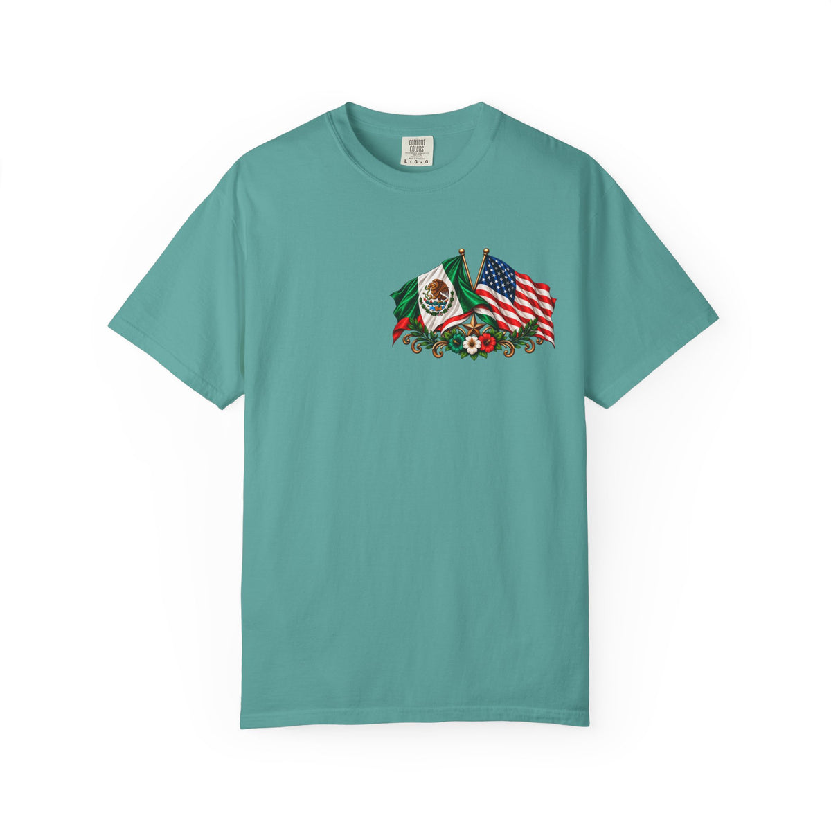 Proud of My Roots T-Shirt — "Orgulloso de mis Raíces / Orgulloso de ser Americano" USA-Mexico Heritage Tee