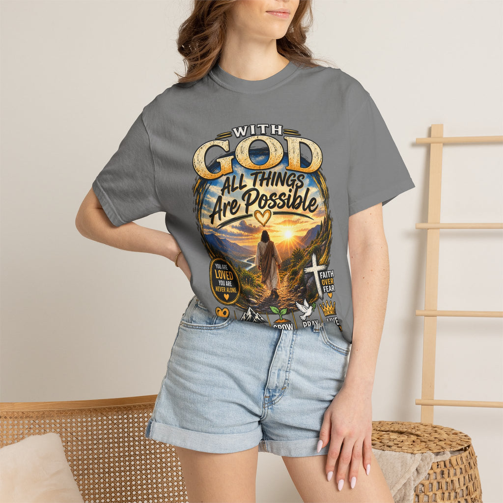 T-Shirt — "With God All Things Are Possible" Inspirational Christian Tee