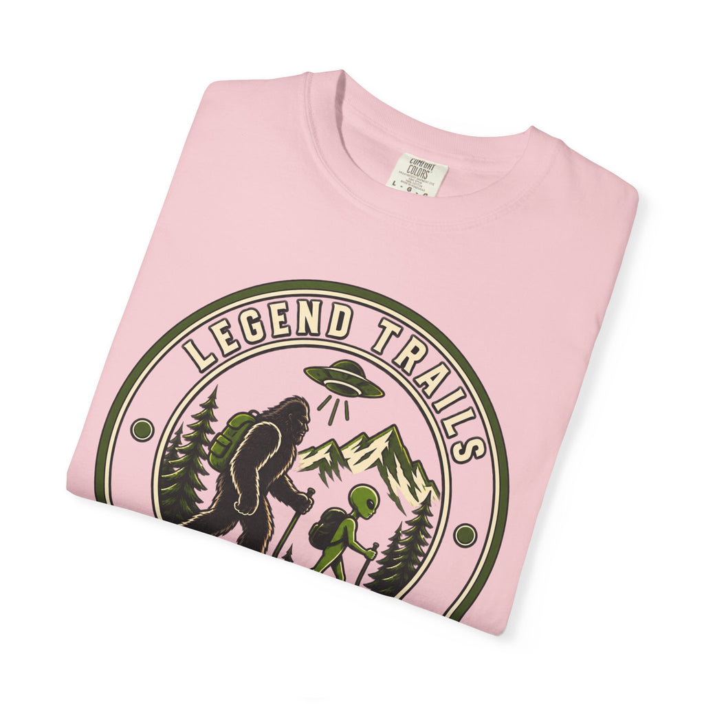 Legend Trails Apparel Co. Hiking T‑Shirt — Bigfoot & Camper Outdoor Graphic Tee