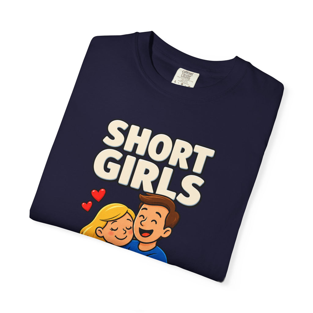 Short Girls Give Bear Hugs T-Shirt — Cute Retro Couple Hug Graphic Tee