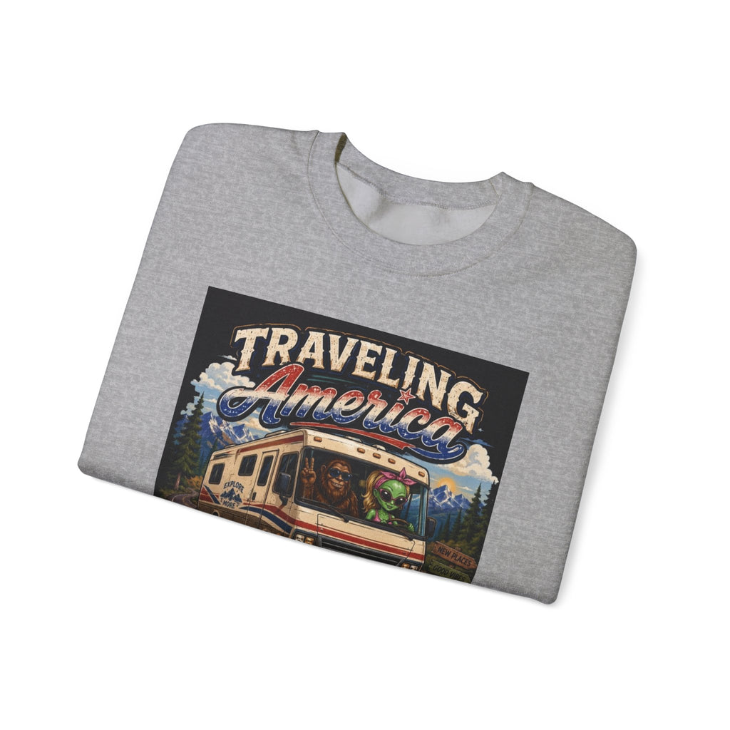 Traveling America Crewneck Sweatshirt — One State at a Time RV Roadtrip Graphic