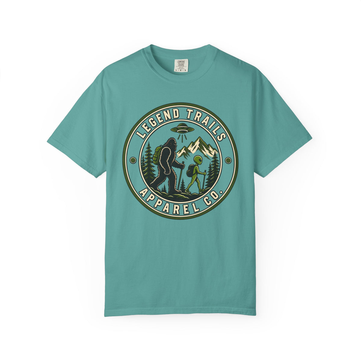 Legend Trails Apparel Co. Hiking T‑Shirt — Bigfoot & Camper Outdoor Graphic Tee