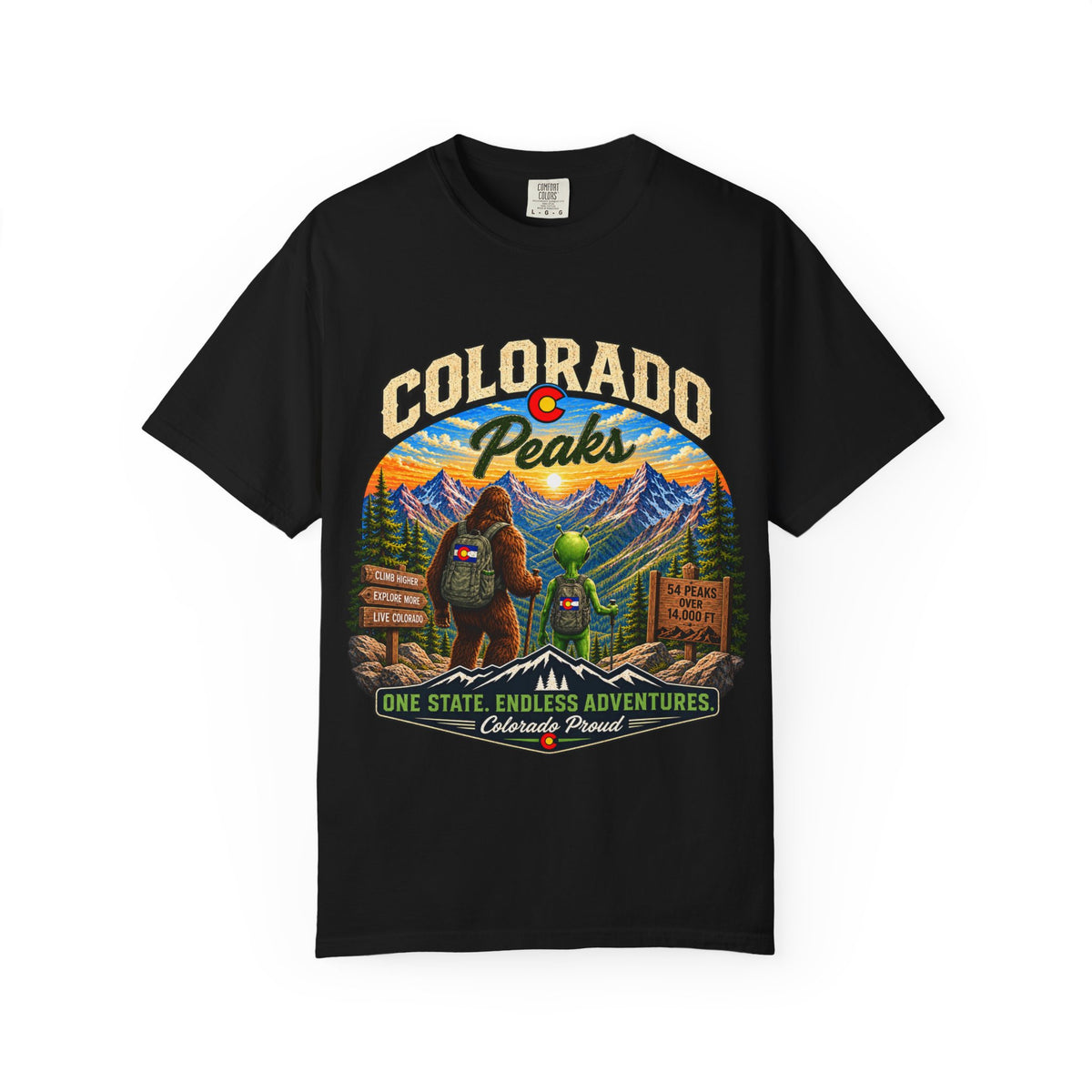 Colorado Peaks T-Shirt — One State, Endless Adventures Outdoor Graphic Tee