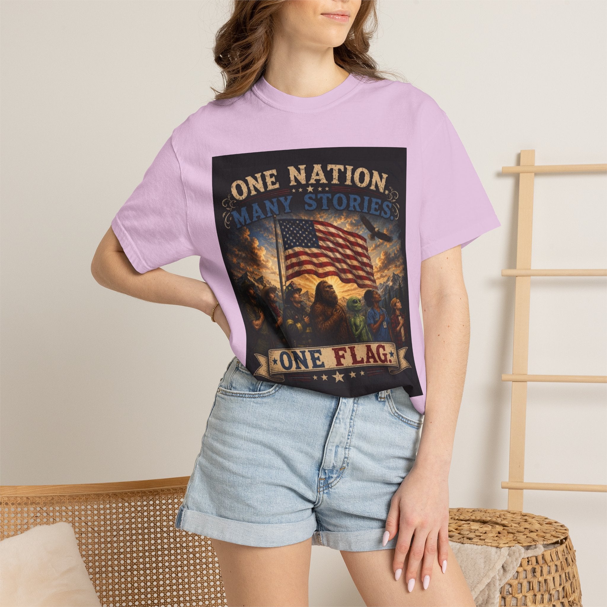 One Nation, One Flag T-Shirt — Patriotic American Flag Graphic Tee