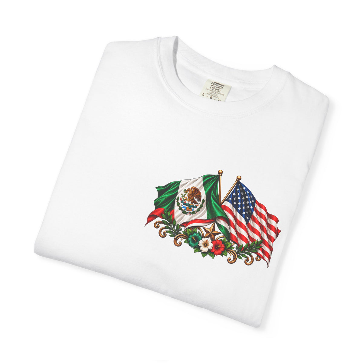 Proud of My Roots T-Shirt — "Orgulloso de mis Raíces / Orgulloso de ser Americano" USA-Mexico Heritage Tee