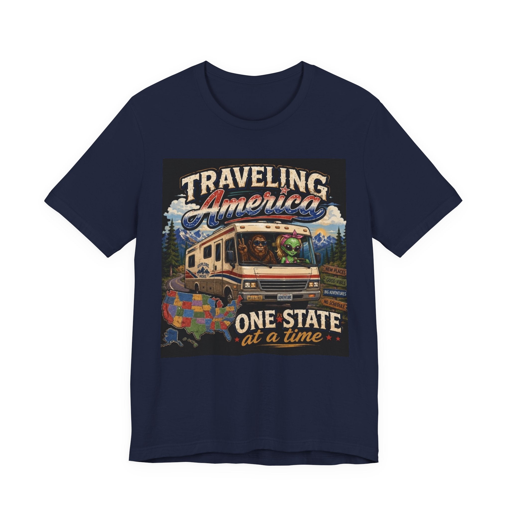 Traveling America RV Tee — "One State at a Time" Road Trip T‑Shirt