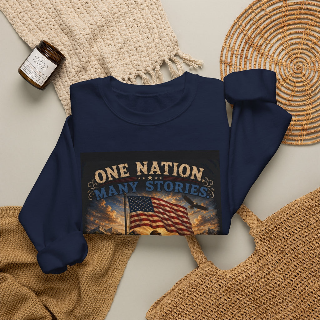 Crewneck Sweatshirt — "One Nation, One Flag" Patriotic American Flag Graphic