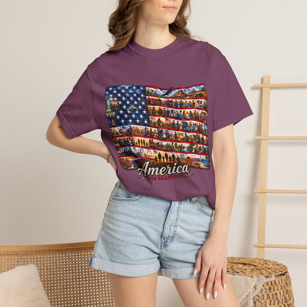 Patriotic 'America the Beautiful' Flag T-Shirt