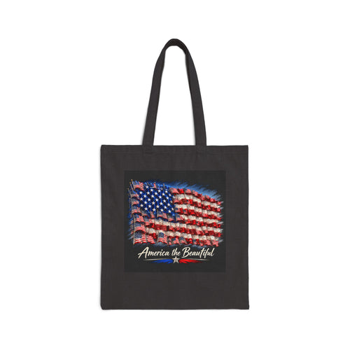American Flag Canvas Tote Bag – "America the Beautiful" Patriotic Reusable Shopper