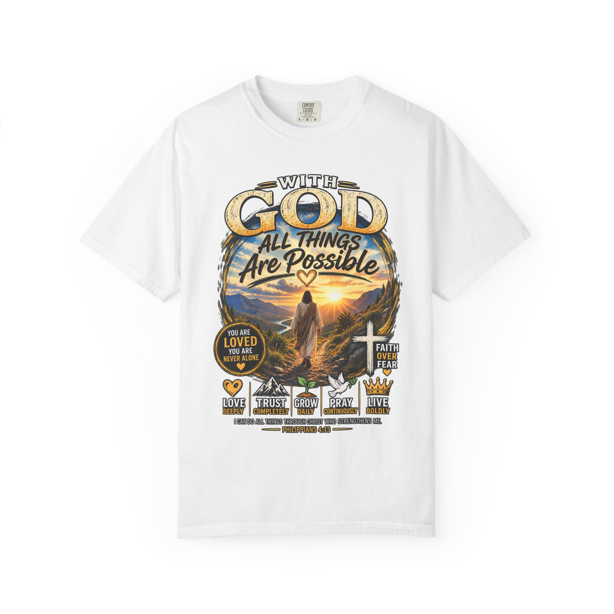 T-Shirt — "With God All Things Are Possible" Inspirational Christian Tee