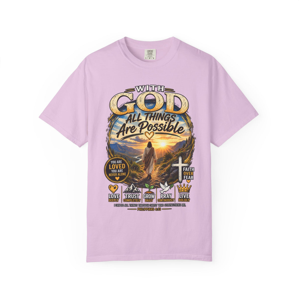 T-Shirt — "With God All Things Are Possible" Inspirational Christian Tee