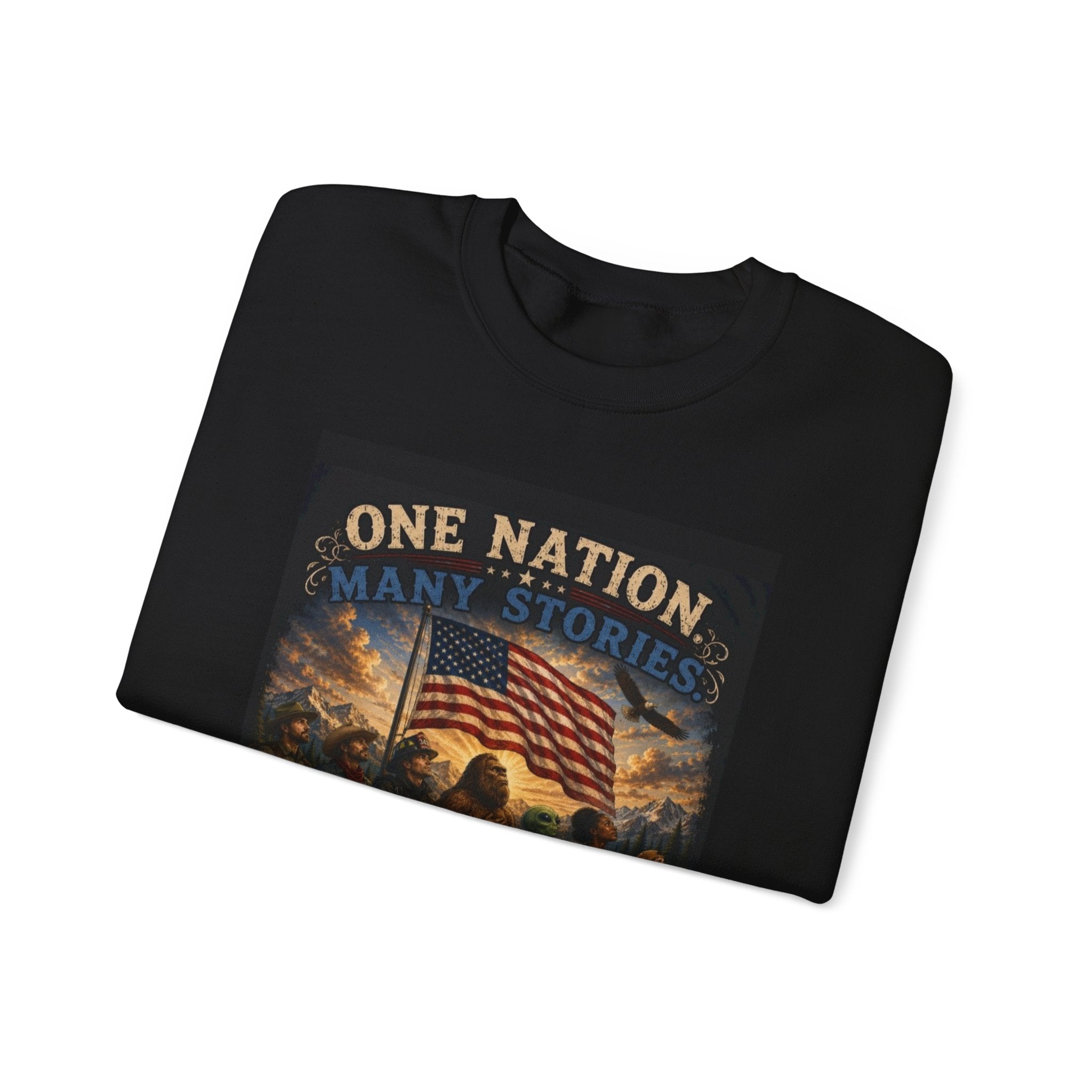 Crewneck Sweatshirt — "One Nation, One Flag" Patriotic American Flag Graphic