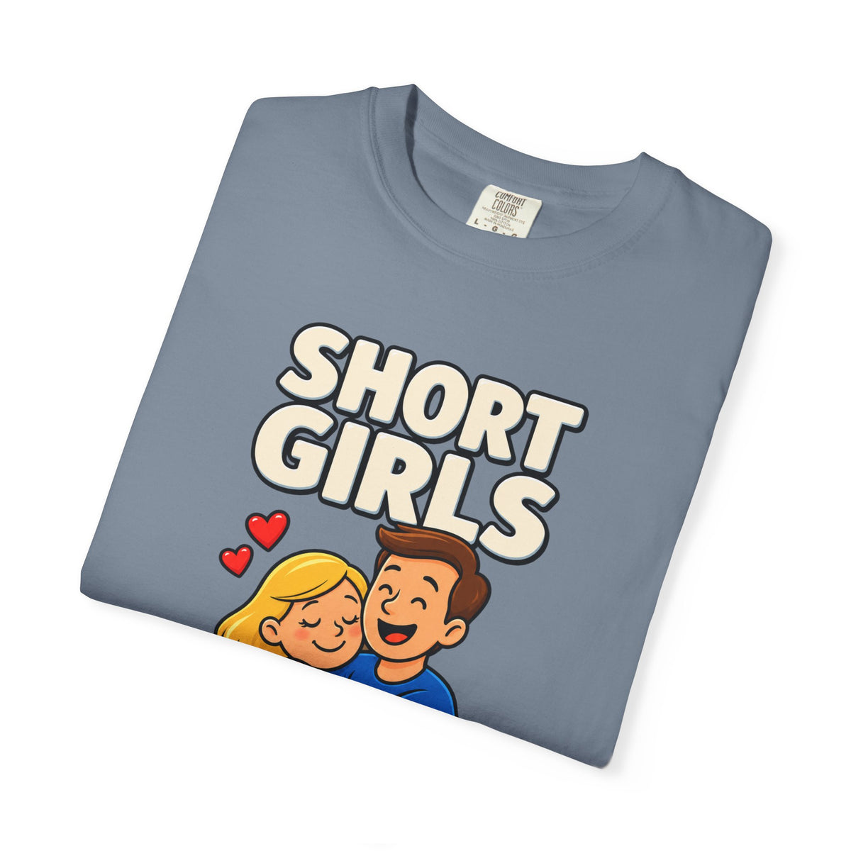 Short Girls Give Bear Hugs T-Shirt — Cute Retro Couple Hug Graphic Tee