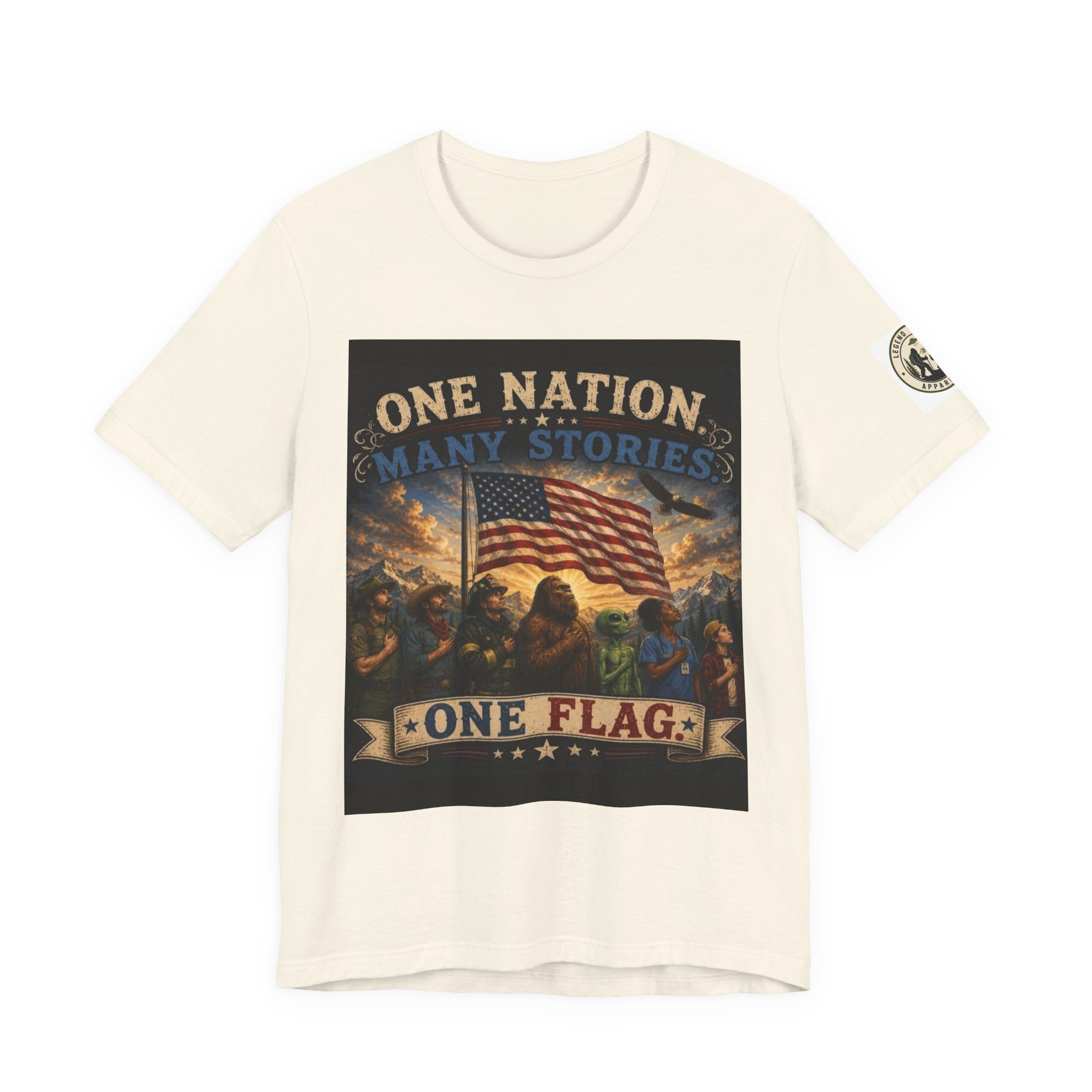 Patriotic Tee — "One Nation Many Stories, One Flag" Graphic T-Shirt