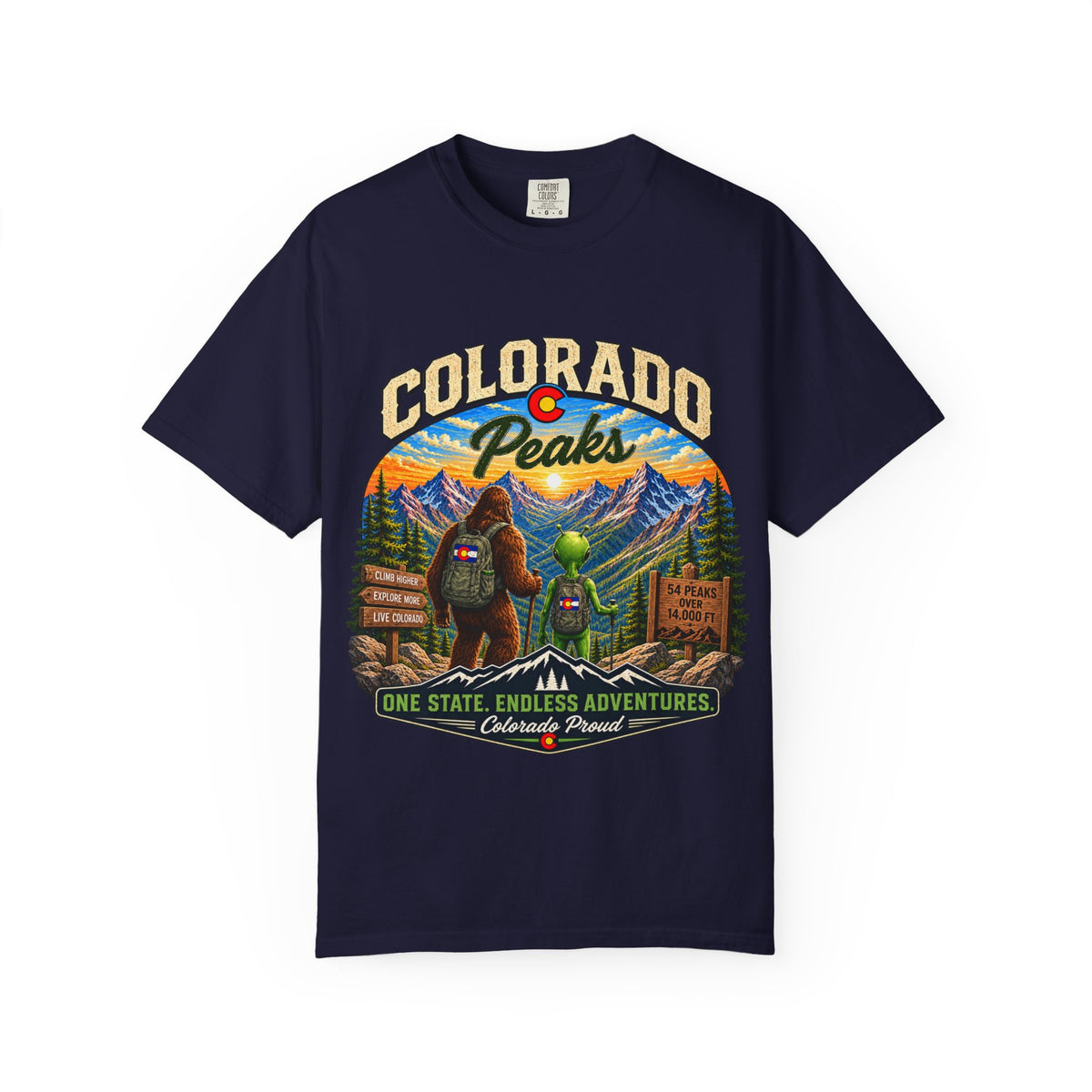 Colorado Peaks T-Shirt — One State, Endless Adventures Outdoor Graphic Tee