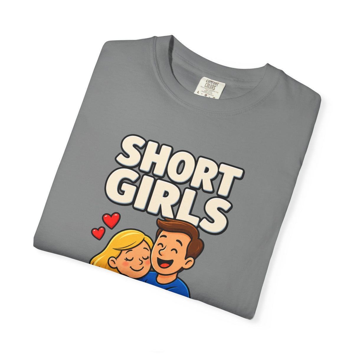 Short Girls Give Bear Hugs T-Shirt — Cute Retro Couple Hug Graphic Tee