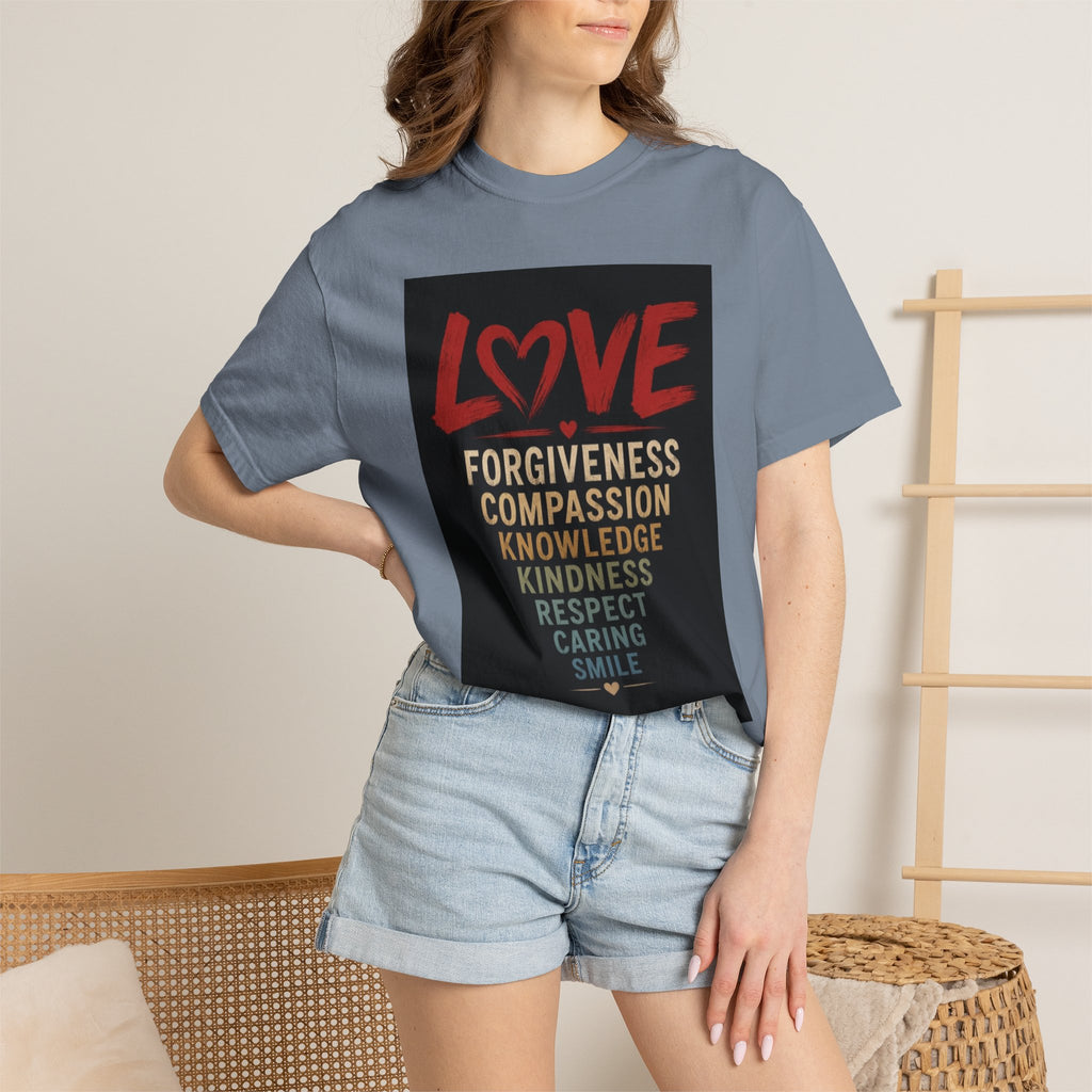 Love Words T-Shirt — Forgiveness, Compassion, Kindness Typography Tee