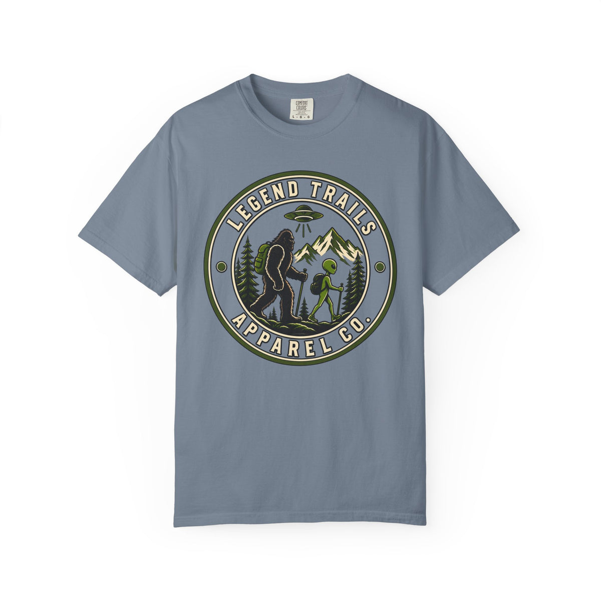 Legend Trails Apparel Co. Hiking T‑Shirt — Bigfoot & Camper Outdoor Graphic Tee