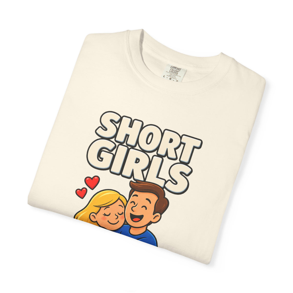 Short Girls Give Bear Hugs T-Shirt — Cute Retro Couple Hug Graphic Tee
