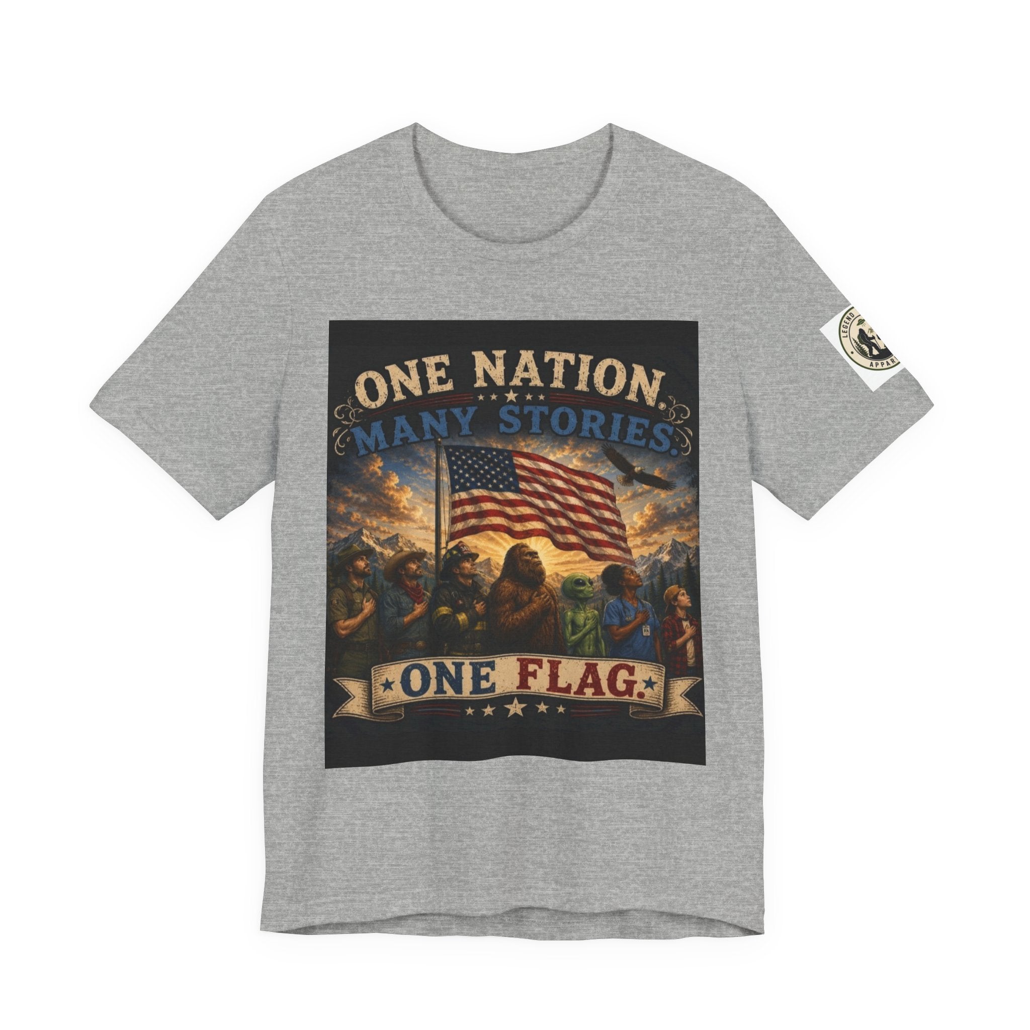Patriotic Tee — "One Nation Many Stories, One Flag" Graphic T-Shirt