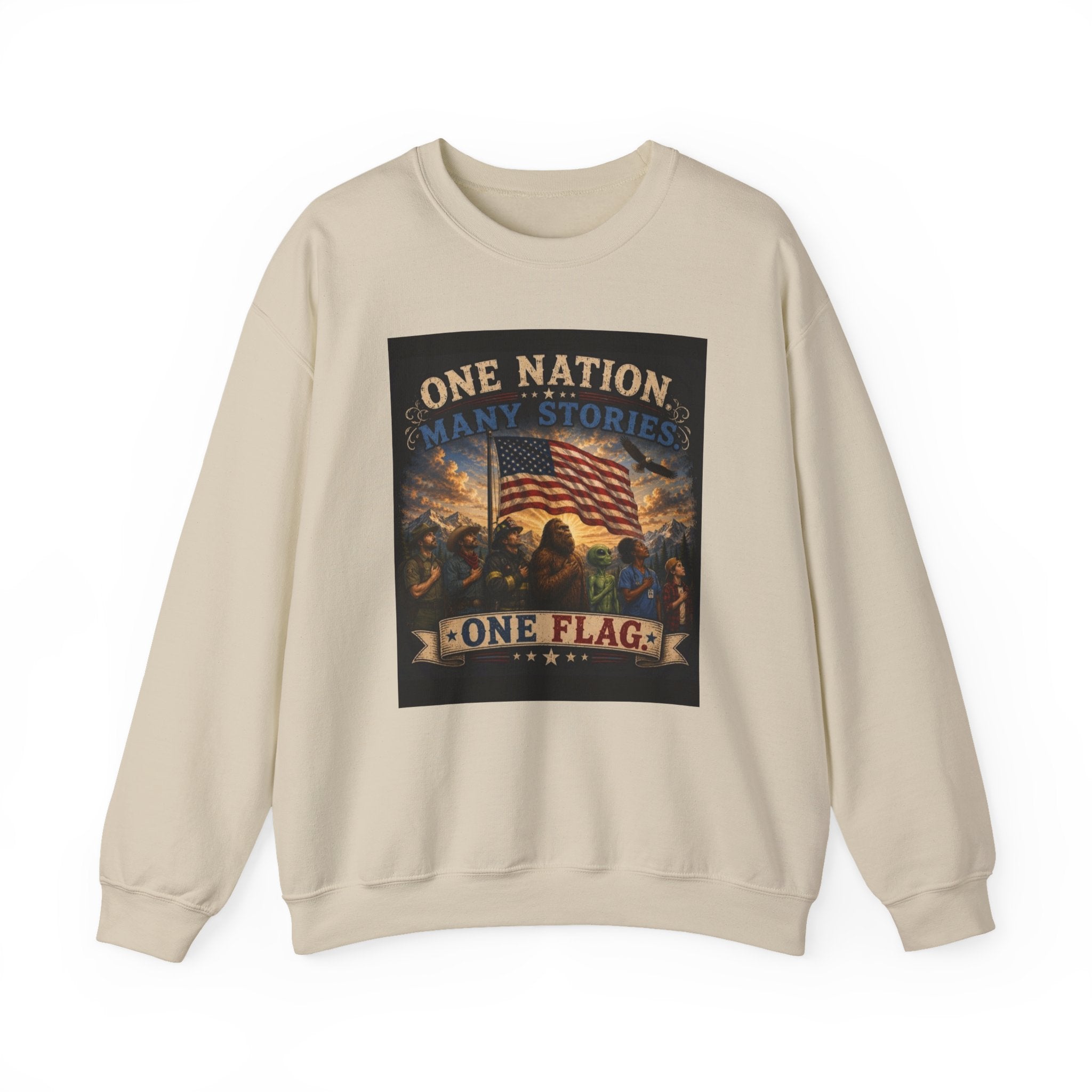 Crewneck Sweatshirt — "One Nation, One Flag" Patriotic American Flag Graphic