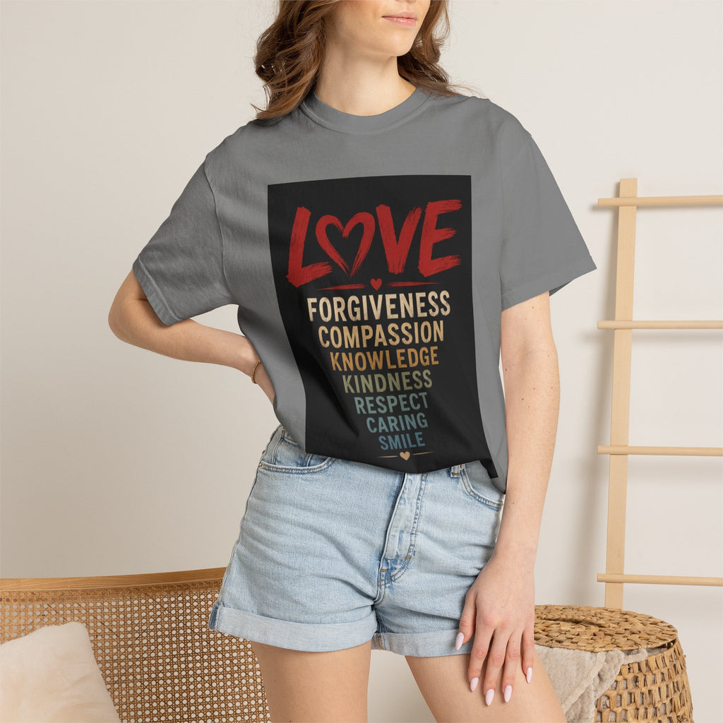 Love Words T-Shirt — Forgiveness, Compassion, Kindness Typography Tee