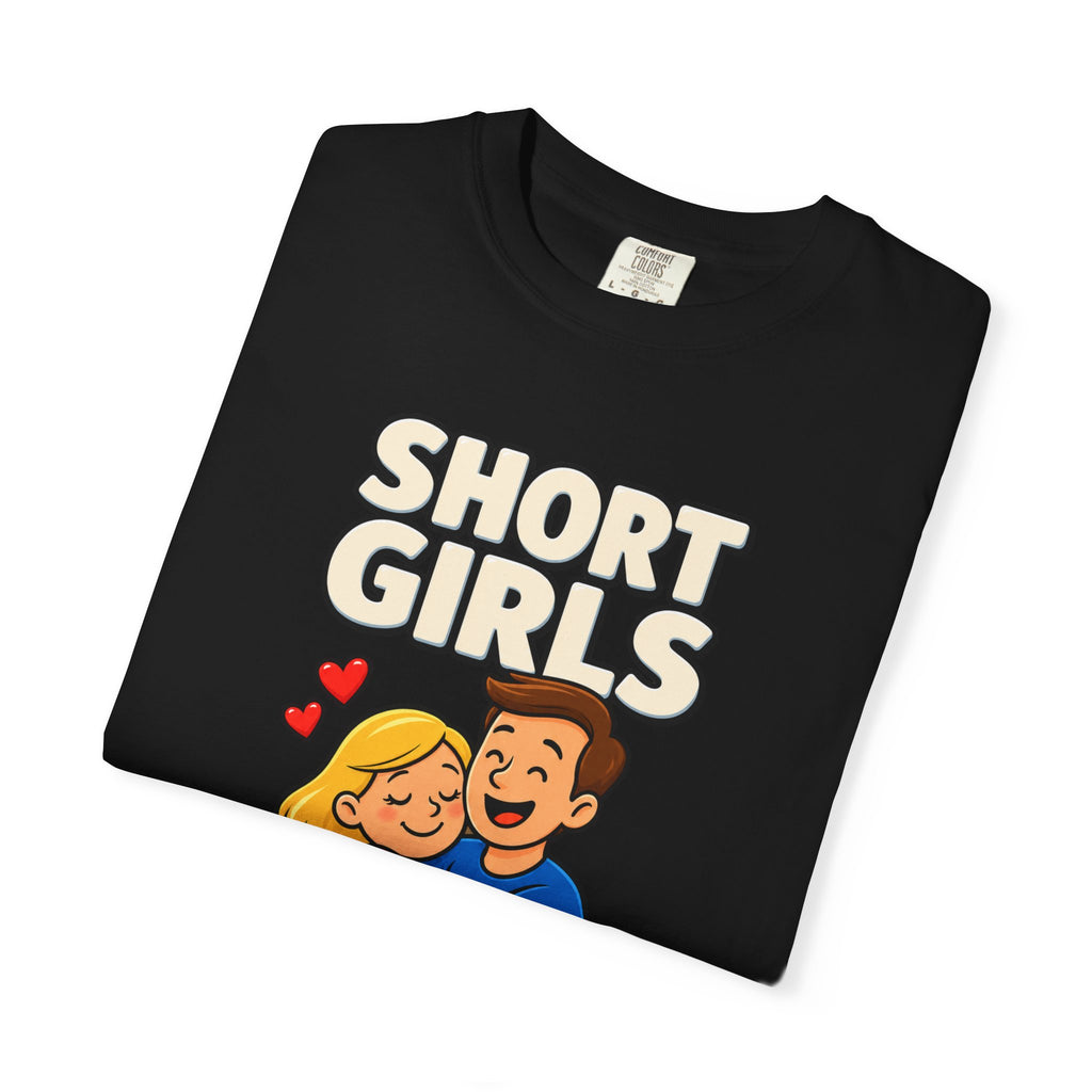 Short Girls Give Bear Hugs T-Shirt — Cute Retro Couple Hug Graphic Tee
