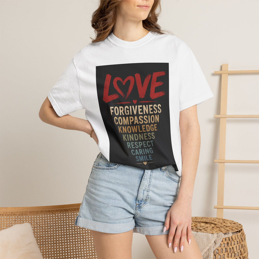 Love Words T-Shirt — Forgiveness, Compassion, Kindness Typography Tee