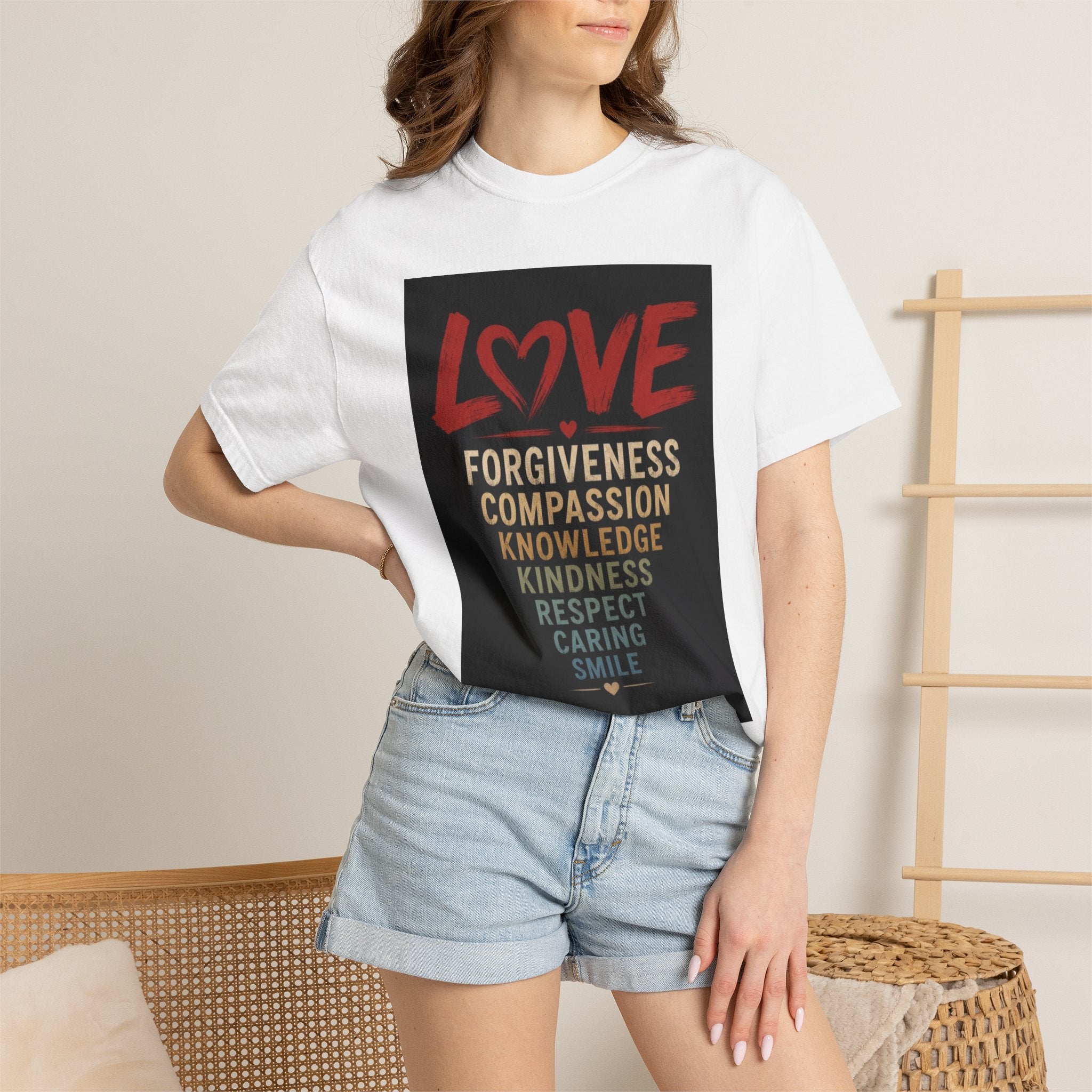 Love Words T-Shirt — Forgiveness, Compassion, Kindness Typography Tee