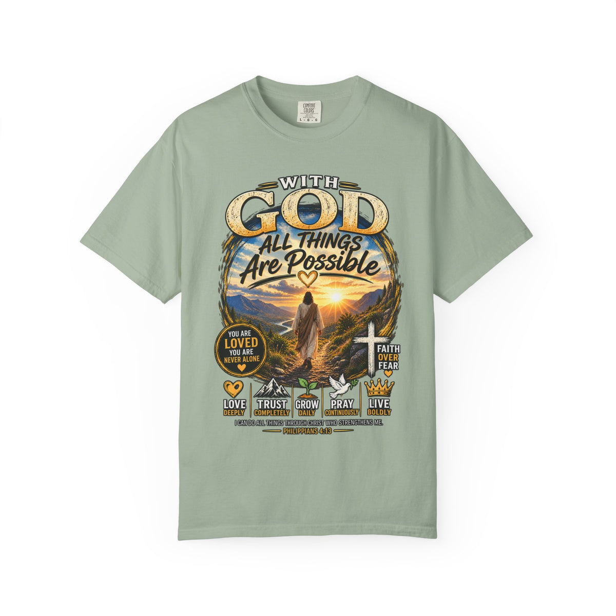 T-Shirt — "With God All Things Are Possible" Inspirational Christian Tee